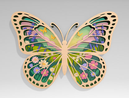 Multilayer Butterfly Landscape SVG Bundle Laser Cut File for Glowforge and xTool
