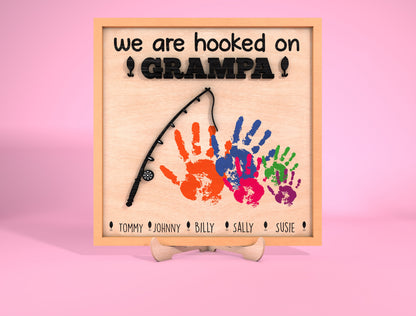 Personalized Fishing Handprint Dad Sign SVG Laser Cut File for Glowforge and LightBurn