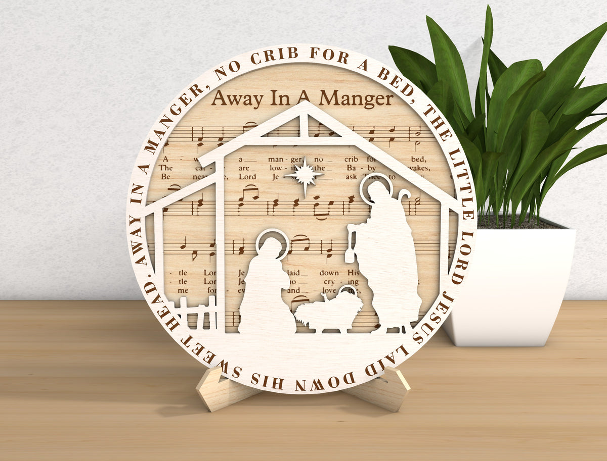 Christmas Nativity Sheet Music Round Sign SVG Bundle 2