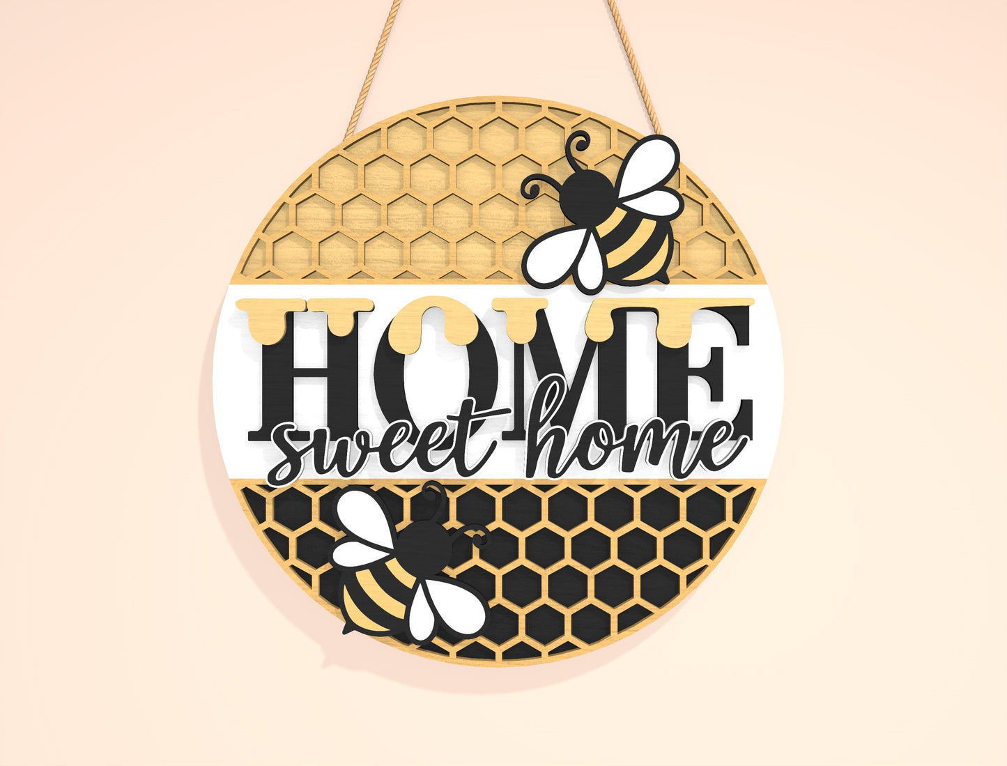 “Home Sweet Home” Bee Door Sign SVG for Glowforge and xTool