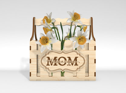 Mother's Day Flower Basket SVG Engraved Floral Gift Laser Cut File for Glowforge and xTool