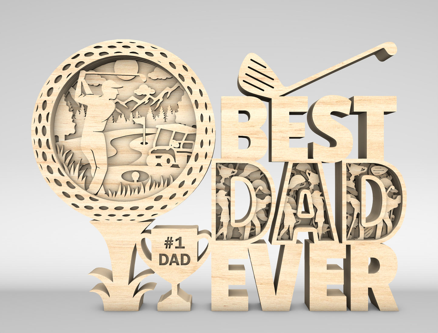 Best Dad Ever Golf Sign SVG Laser Cut File for xTool and LightBurn