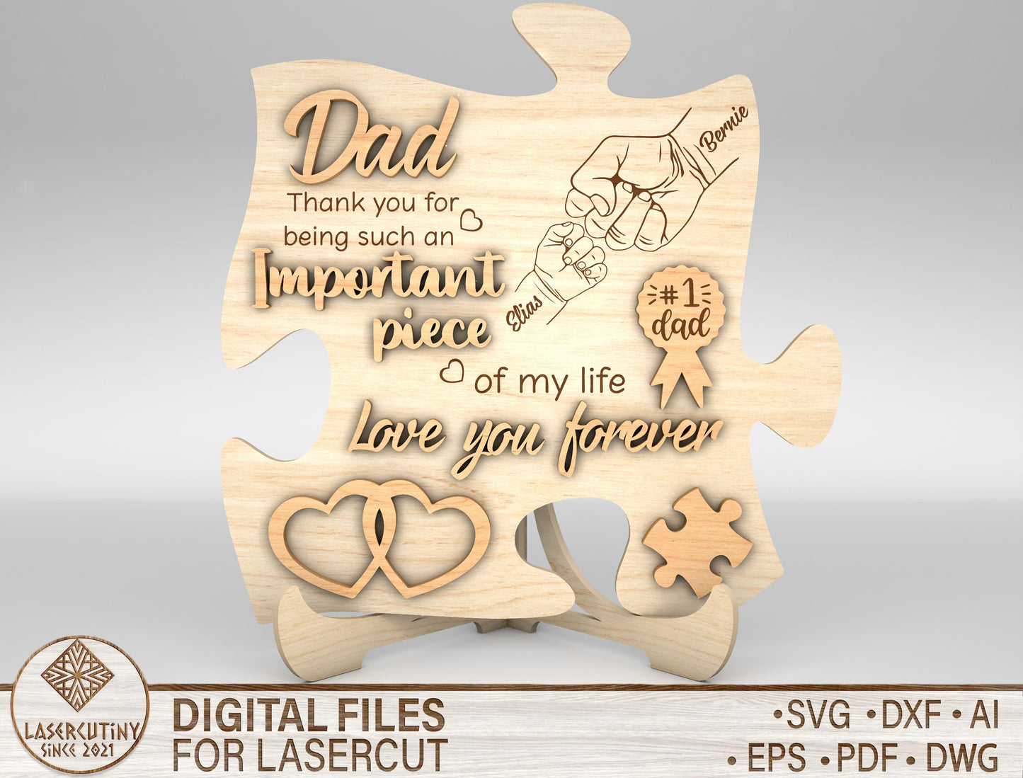 Dad Puzzle Piece Sign SVG for Glowforge and xTool