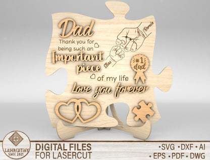 Dad Puzzle Piece Sign SVG for Glowforge and xTool