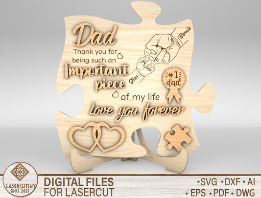 Dad Puzzle Piece Sign SVG for Glowforge and xTool