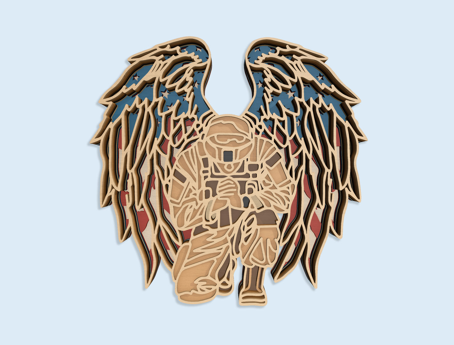 Patriotic Eagle Multilayer SVG Bundle Laser Cut File for Glowforge