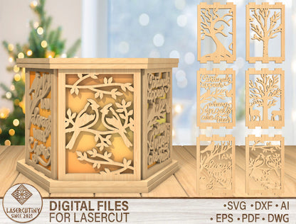 Cardinal Lantern SVG Wooden LED Candle Holder Laser Cut File for Glowforge and xTool