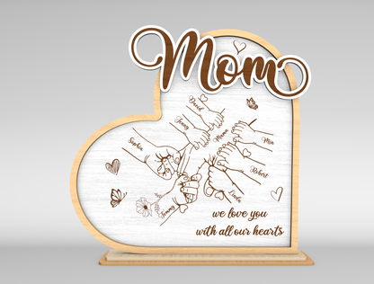 Mother's Day Personalized Family Hands Sign SVG for Glowforge