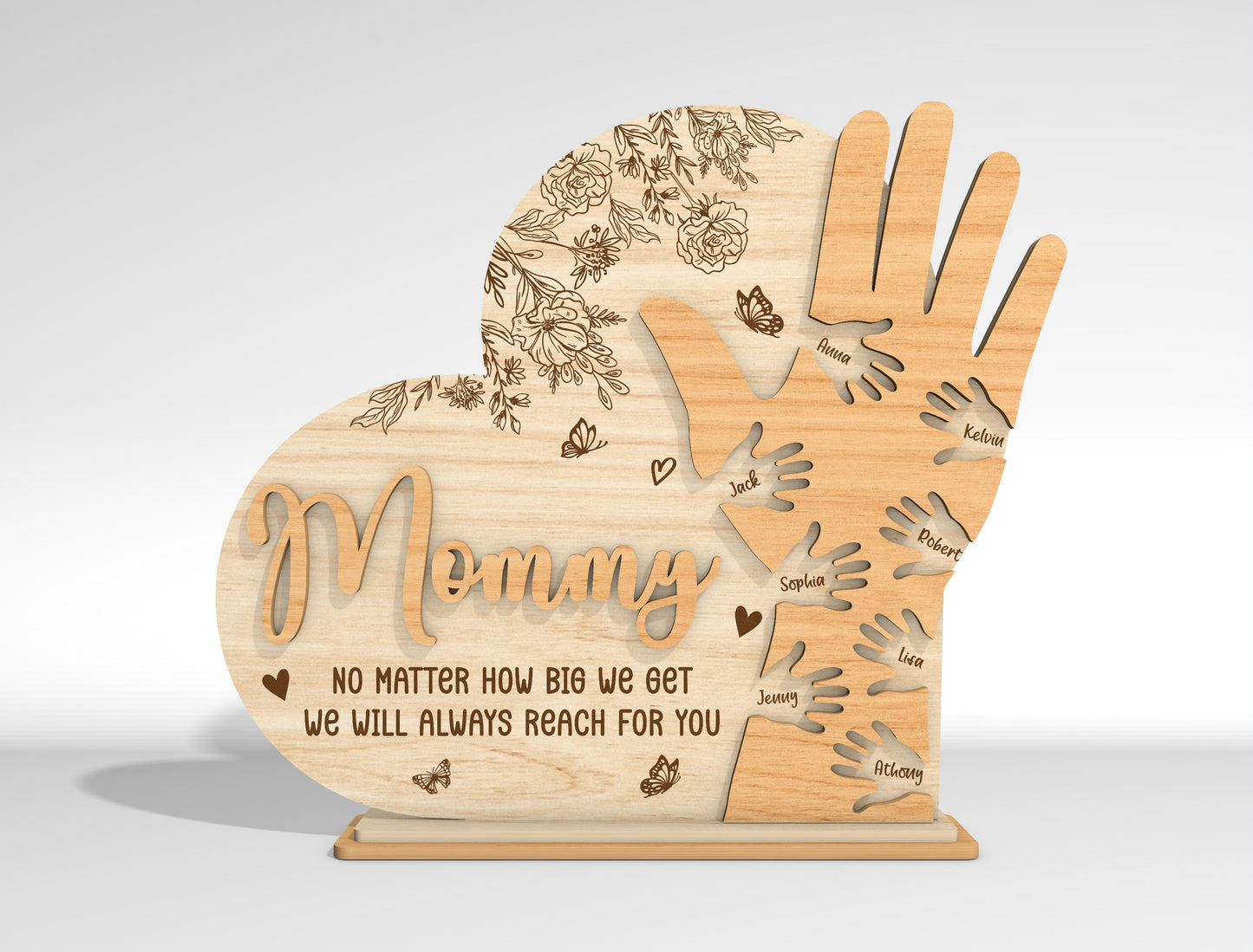 Personalized Mom Hand Custom Name Sign SVG for Glowforge and xTool