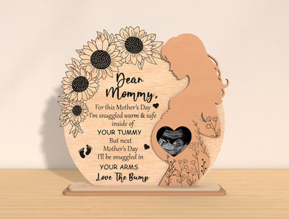 Pregnancy Mother’s Day Photo Frame Laser Cut File | Ultrasound Picture Frame | Expecting Mom Wooden Decor | Glowforge, xTool, LightBurn, etc..