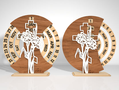 Perpetual Calendar Cross Flower SVG Bundle for LightBurn and Glowforge