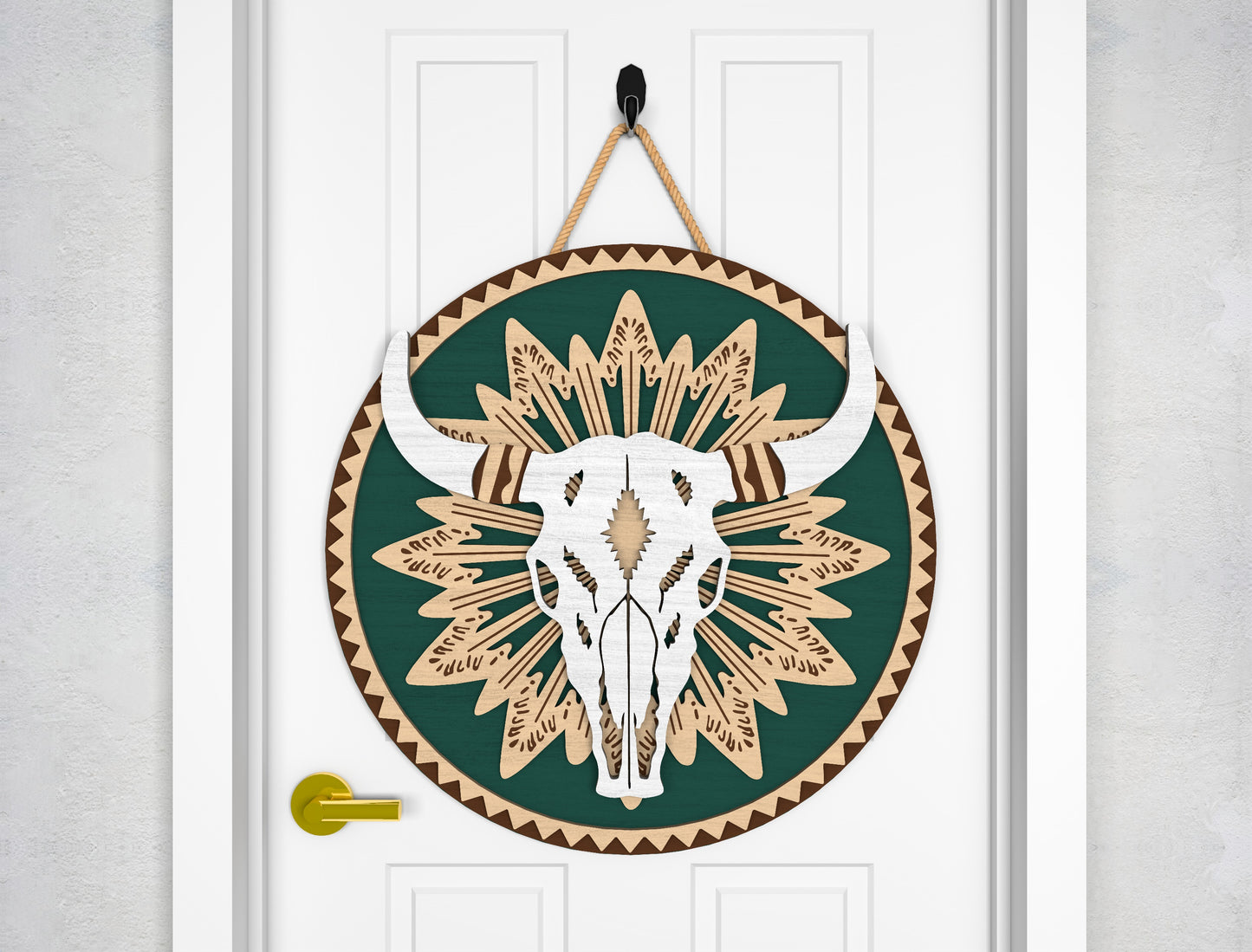 Western Boho Door Sign SVG Laser Cut File for LightBurn and Glowforge
