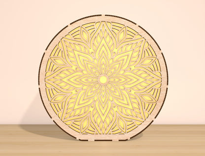 Mandala LED Light SVG Bundle Laser Cut File for Glowforge and xTool