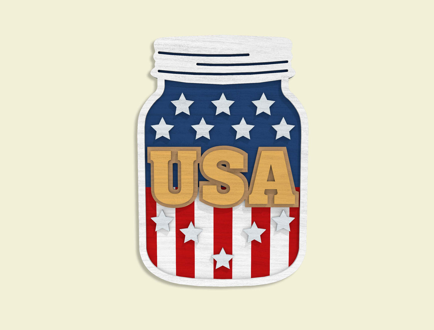 4th of July Mason Jar Laser Cut SVG Bundle for Glowforge