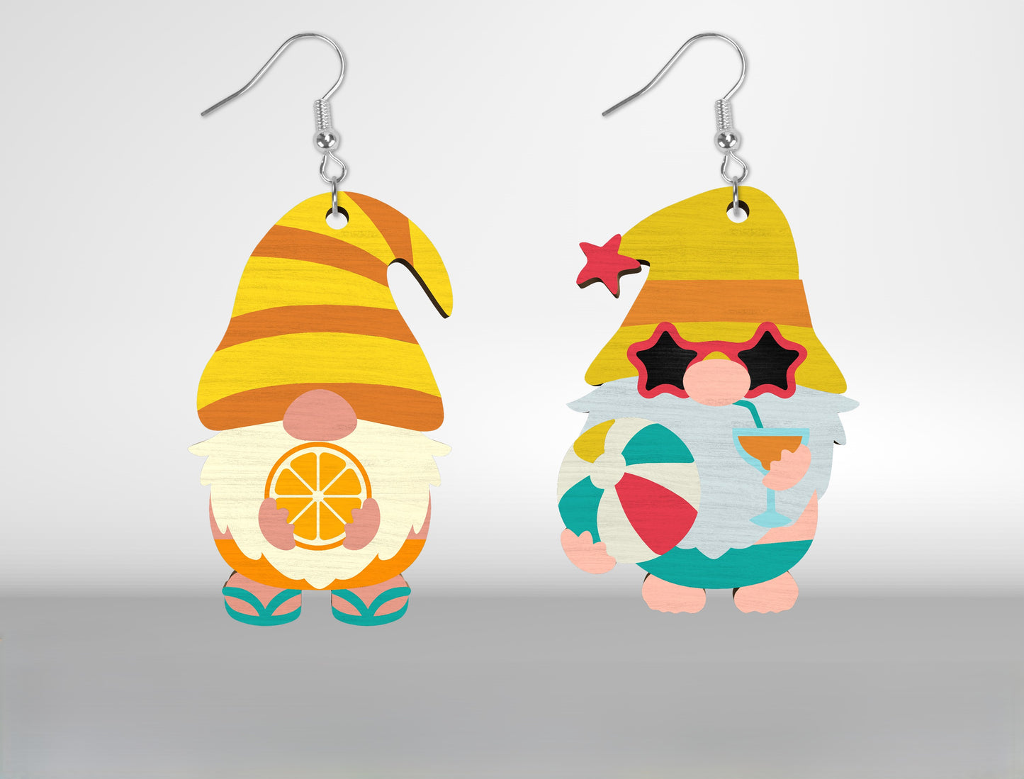 Summer Gnome Earrings SVG Bundle Laser Cut File for Glowforge and xTool