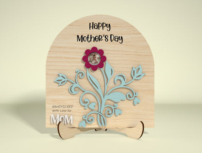 Birth Flower Photo Frame SVG Engraved Floral Tree for Glowforge