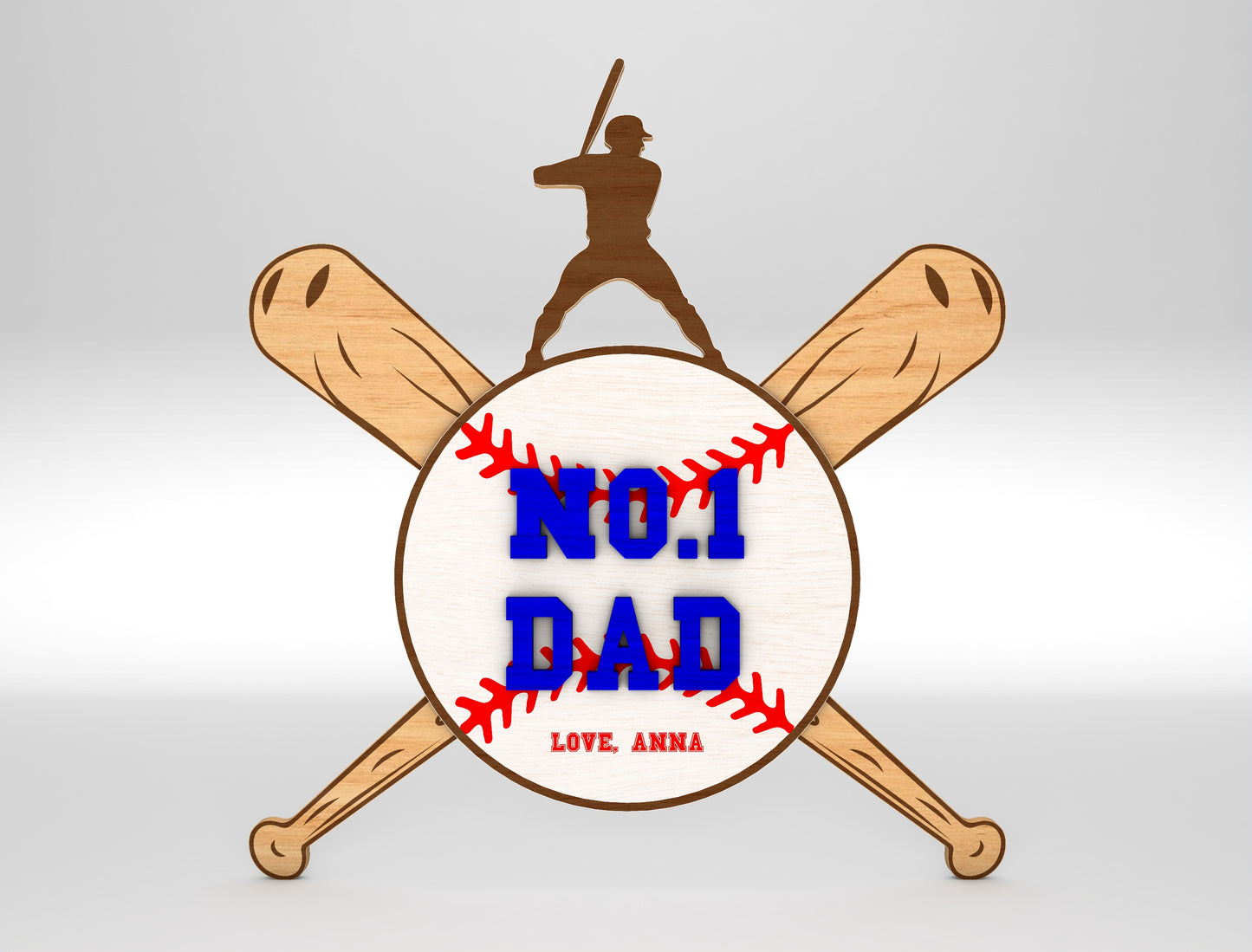 No.1 Dad Baseball Sports Sign SVG Laser Cut File for Glowforge and xTool