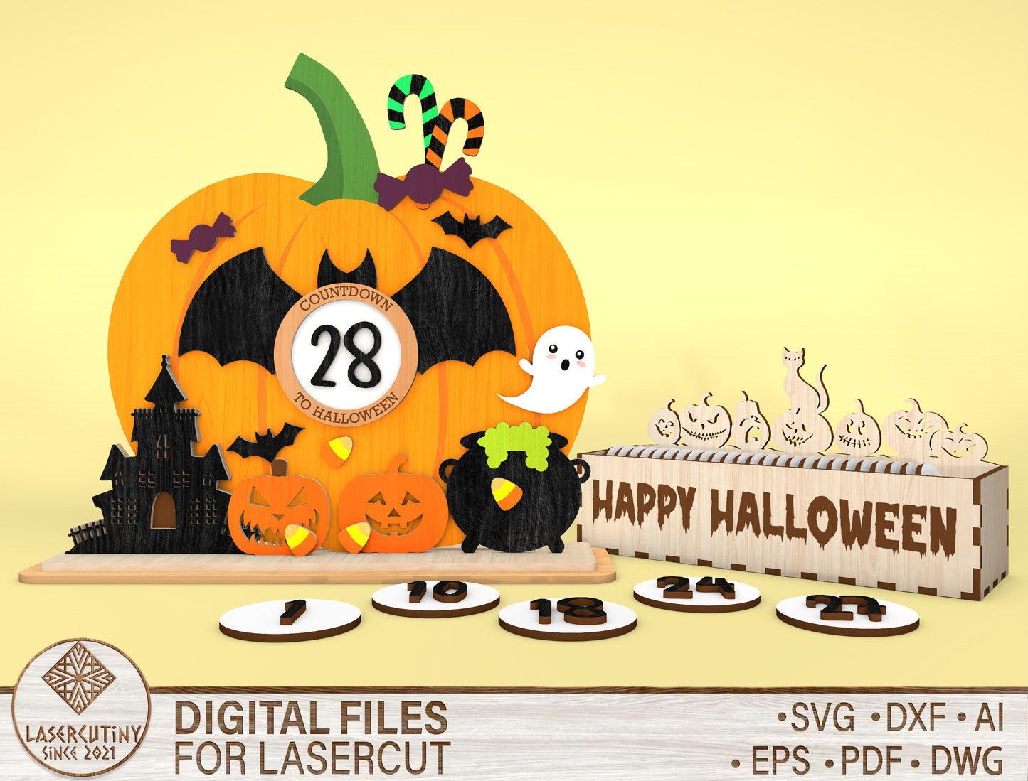 Halloween Countdown Calendar SVG for xTool LightBurn