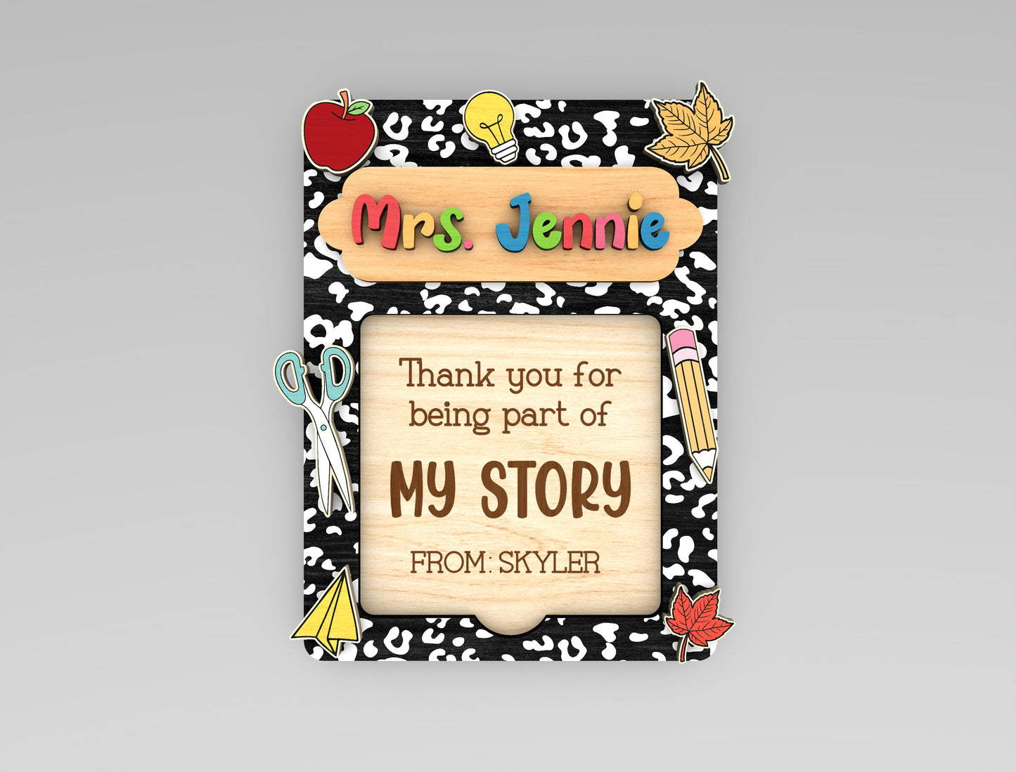 Personalized Teacher Notepad Holder SVG for Glowforge and LightBurn