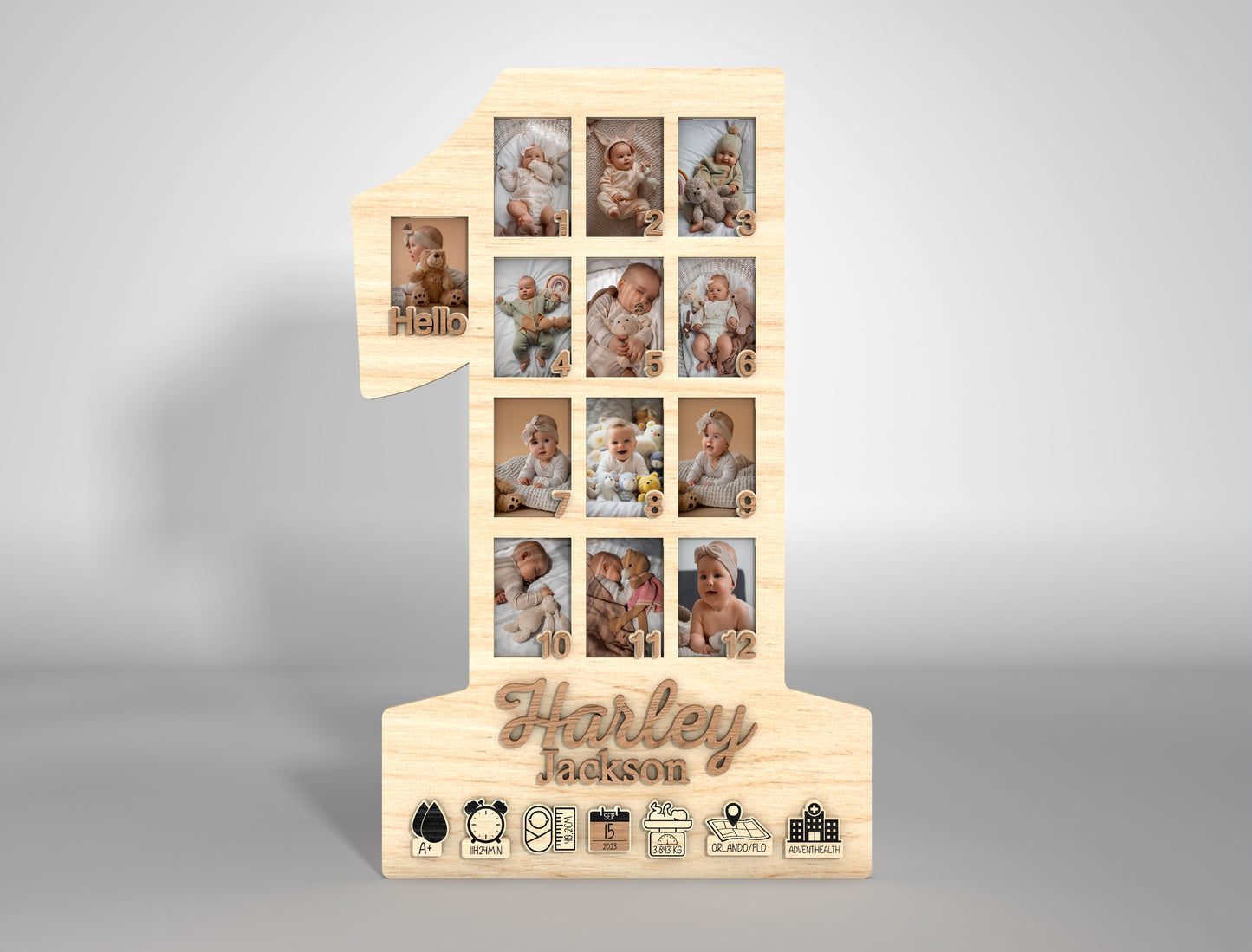 Personalized Baby Milestone Frame SVG for xTool and Glowforge