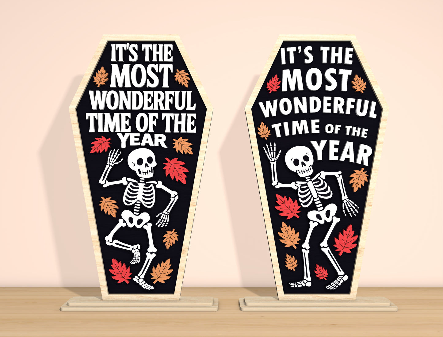 Funny Skeleton Coffin Sign SVG Laser Cut File | 2 Halloween Quote Designs | Spooky Wooden Decor | Glowforge, xTool, LightBurn, etc.