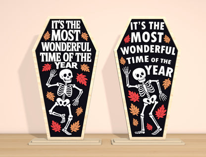 Funny Skeleton Coffin Sign SVG Laser Cut File | 2 Halloween Quote Designs | Spooky Wooden Decor | Glowforge, xTool, LightBurn, etc.