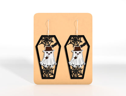 Halloween Coffin Skeleton Earrings SVG Bundle Laser Cut File | Pumpkin Skull Earrings | Spooky Gothic Style | Glowforge, xTool, LightBurn, etc.