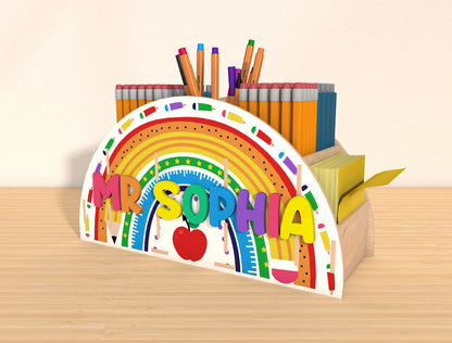 Personalized Teacher Pen Holder SVG Bundle Laser Cut File for Glowforge and xTool
