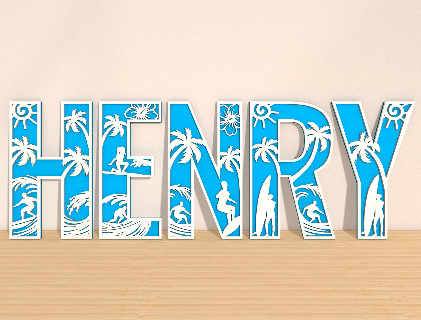 Ocean Theme Alphabet SVG Laser Cut File for Glowforge and LightBurn