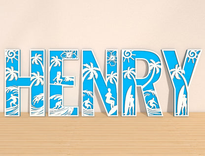 Ocean Theme Alphabet SVG Laser Cut File for Glowforge and LightBurn