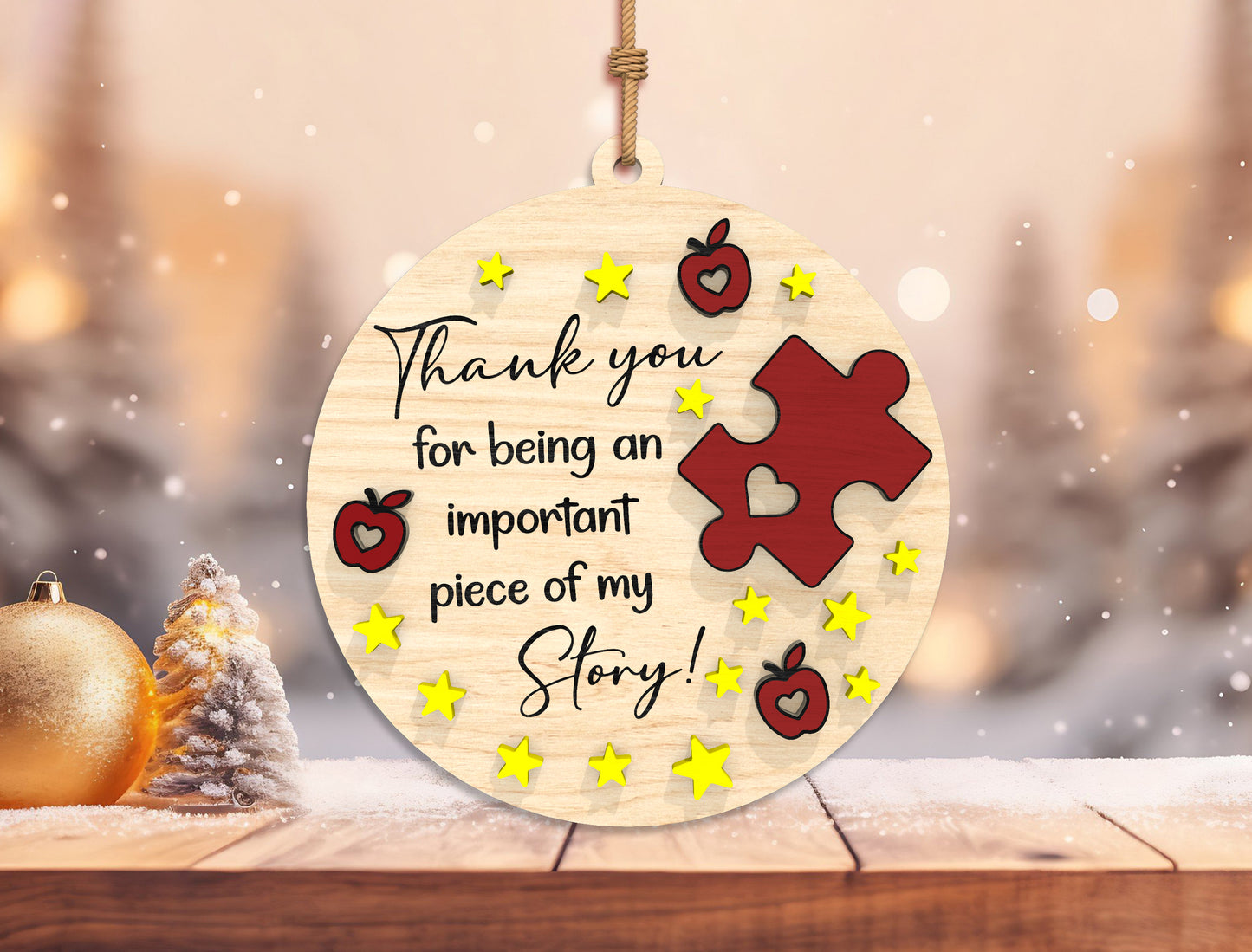 Personalized Teacher Christmas Ornament SVG Bundle Laser Cut File for Glowforge xTool LightBurn