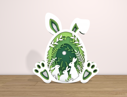 Multilayer Bunny Forest SVG Rabbit Forest Scene Egg for Glowforge and xTool