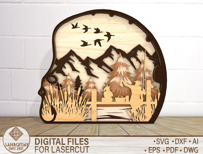 Deer Mountain Landscape Sign SVG Laser Cut File for LightBurn and xTool