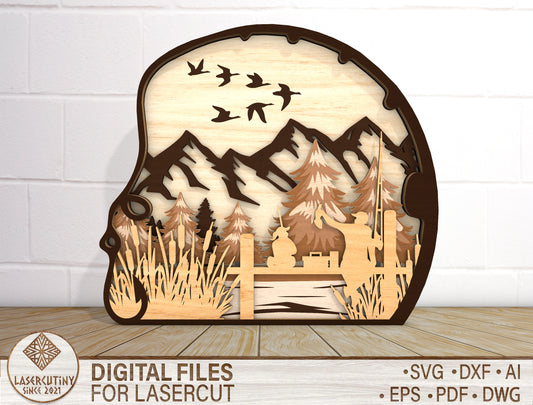 Deer Mountain Landscape Sign SVG Laser Cut File for LightBurn and xTool