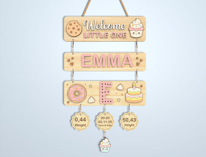 Nursery Birth Stats Sign SVG File for Glowforge and xTool