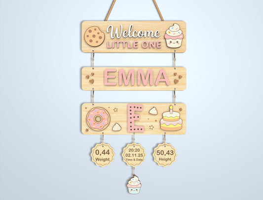Nursery Birth Stats Sign SVG File for Glowforge and xTool