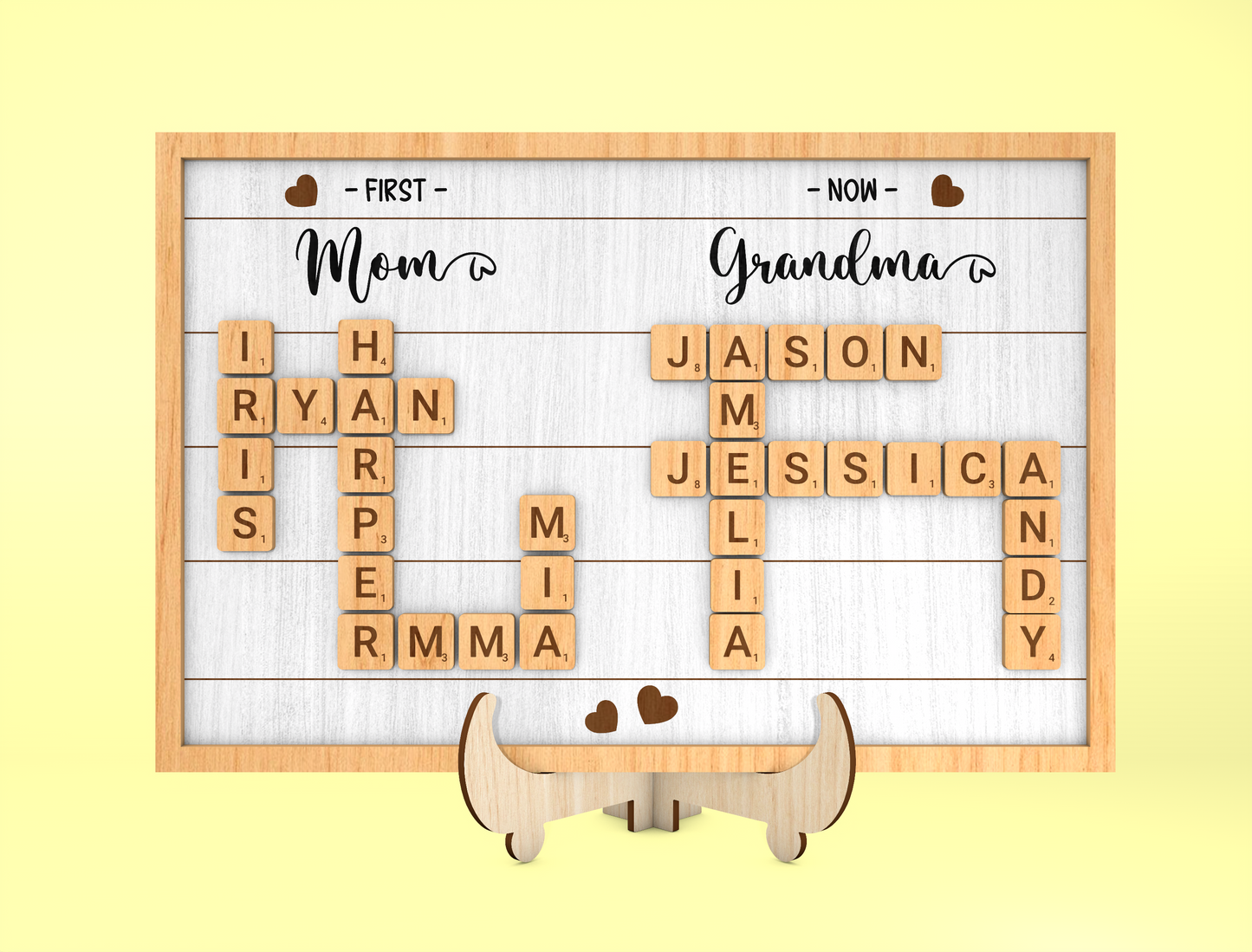 Personalized Mom Grandma Crossword Sign SVG for xTool and LightBurn