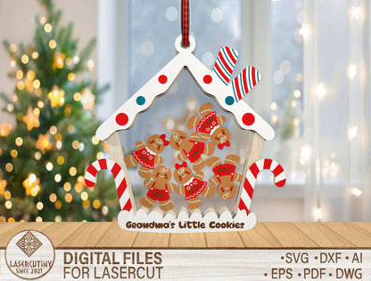Personalized Grandma Gingerbread House Ornament SVG Laser Cut File