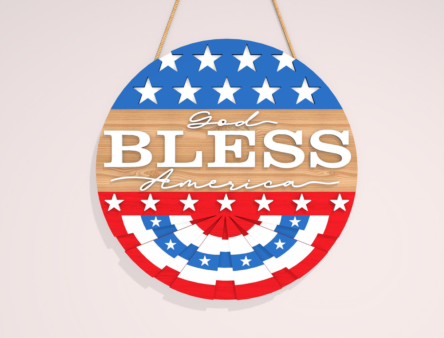 God Bless America Door Sign SVG for Glowforge and LightBurn