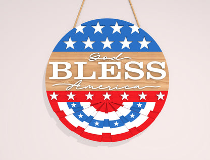 God Bless America Door Sign SVG for Glowforge and LightBurn