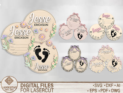 Personalized Baby Birth Stat SVG for xTool and Glowforge