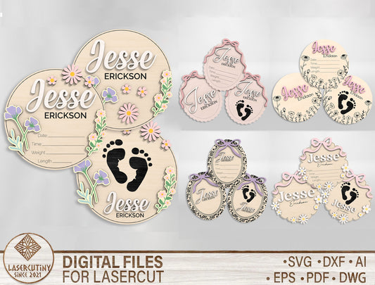 Personalized Baby Birth Stat SVG for xTool and Glowforge