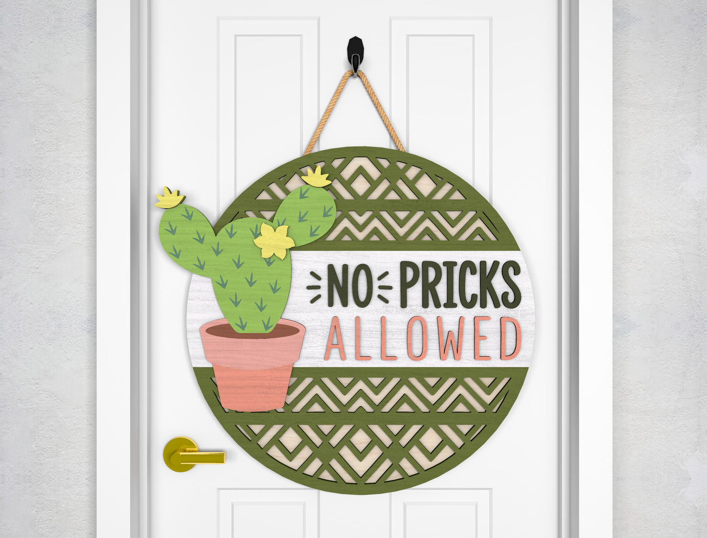No Pricks Allowed Door Sign SVG Laser Cut File for xTool and Glowforge