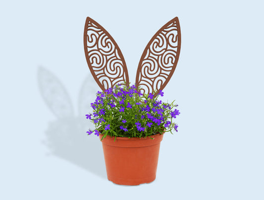 Bunny Ear Plant Stakes SVG – Easter Garden Decor – Wooden Flower Pot Picks Laser Cut File – 20 Designs