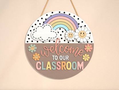 Personalized Pastel Rainbow Classroom Door Sign SVGLaser Cut File for Glowforge and xTool