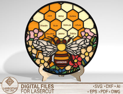 Custom Name Bee Honeycomb Sign SVG for Glowforge and LightBurn