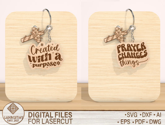 Christian Keychain SVG Bundle Bible Verse 12 Designs for Glowforge