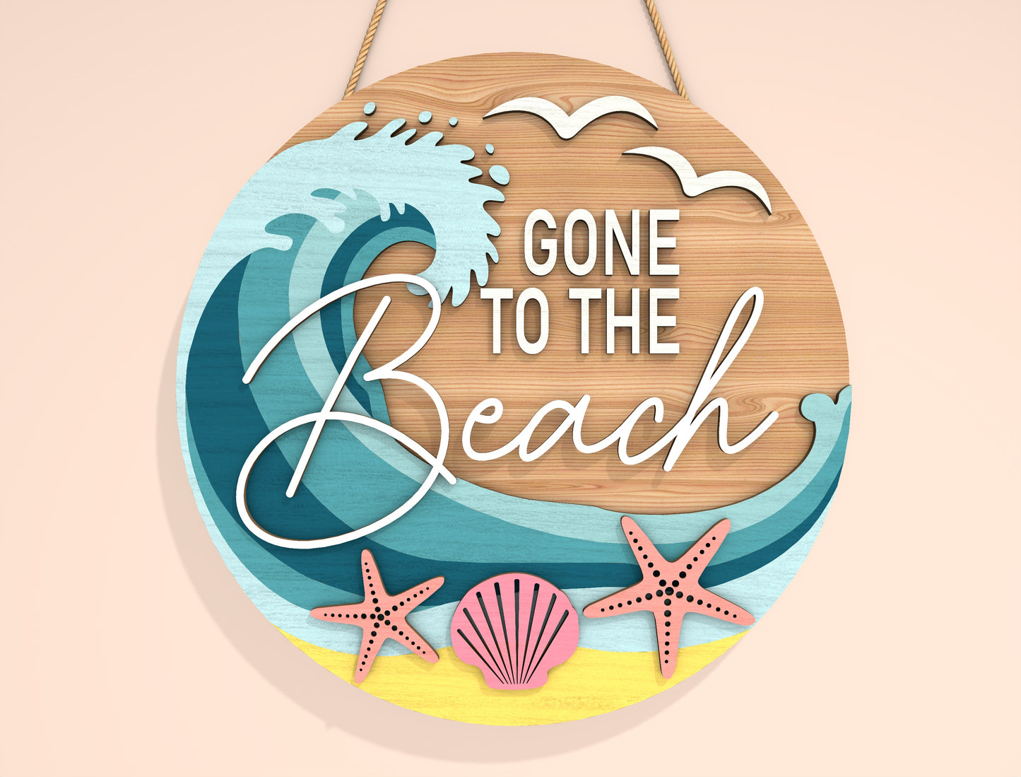 “Gone to the Beach” Door Sign SVG for xTool and Glowforge