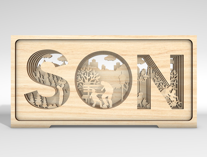 Son Layered Letter Sign SVG Laser Cut File for Glowforge and xTool