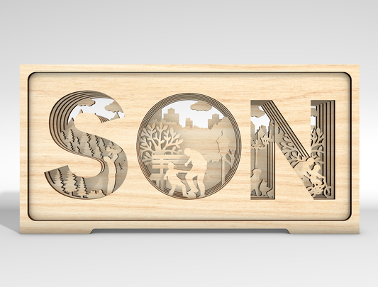 Son Layered Letter Sign SVG Laser Cut File for Glowforge and xTool